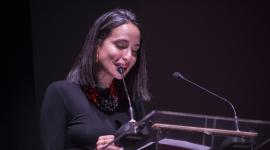 La ahora exviceministra de Cultura, Romina Muñoz, durante la inauguracion del Festival Artes Vivas de Loja.