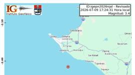 Un sismo se registró en las costas de Santa Elena este jueves 9 de julio de 2026.