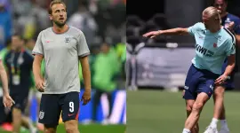 Harry Kane, jugador de Inglaterra; y Erling Haaland, jugador de Noruega.