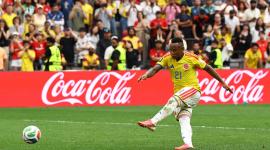 Octavos de final - Suiza vs. Colombia - BC Place, Vancouver, Canadá - 7 de julio de 2026. Jaminton Campaz, de Colombia, anota un penalti durante la tanda de penaltis.