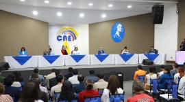 Los vocales del CNE durante una sesión de Pleno.
