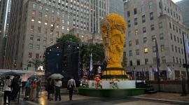 El trofeo del Mundial, construido con más de 1,3 millones de piezas LEGO.
