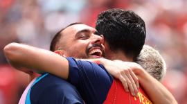 España celebra su clasificación a las semifinales tras vencer a Bélgica.