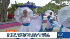 La tradición se toma los barrios de Guayaquil en sus fiestas de fundación. Cientos de familias disfrutaron de los eventos artísticos. Un reportaje de Macarena Larrea