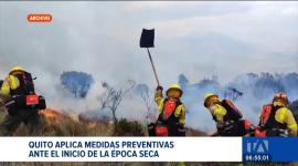 Guardabosques y bomberos ejecutan labores preventivas de humedecimiento sobre las zonas vegetales vulnerables de la ciudad. Un reportaje de Stephany Paz