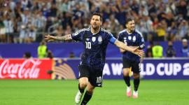27 de junio de 2026. Lionel Messi, de Argentina, celebra tras marcar el tercer gol de su equipo.