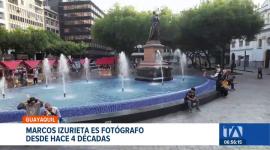 Marcos Izurieta es el fotógrafo que inmortaliza historias en la Plaza Vicente Rocafuerte, en Guayaquil. Conoce su historia. Un reportaje de Jazmín Solís
