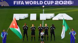 Soccer Football - FIFA World Cup 2026 - Group J - Jordan v Algeria - San Francisco Bay Area Stadium, Santa Clara, California, U.S. - June 22, 2026 Referee Slavko Vincic with assistant referees before the match REUTERS/Luisa Gonzalez