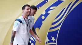 Lionel Messi llegó al estadio donde se dispurá la final del Mundial