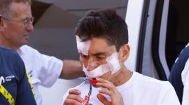 Einer Rubio tras ser atendido por el personal médico en el Tour de Francia.