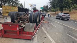 El contenedor quedó sobre la calzada, bloqueó varios carriles