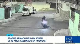Un ataque armado en Puengasí, sur de Quito, dejó una víctima mortal. La Policía Nacional se desplegaron en la zona para levantar indicios. Un reportaje de Gustavo Jaramillo