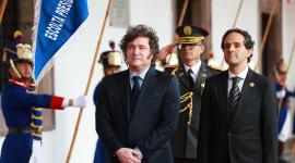 Javier Milei llegó al Palacio de Carondelet para reunirse con Daniel Noboa