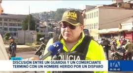 El incidente ocurrió en el centro de Quito cuando el vigilante intentaba dispersar a comerciantes informales. El altercado derivó en una discusión que terminó con un impacto de bala. Un reportaje de Gustavo Jaramillo