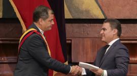 Rafael Correa y José Serrano en uno de los eventos presidenciales en la época del correísmo.