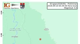 Un sismo de magnitud 5.4 se registró a las 05:39 de este jueves 10 de septiembre.