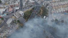 Vista aérea del área afectada por el incendio en el sector de La Vicentina.