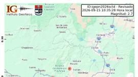 Un temblor se registró cerca de Quito este 15 de septiembre de 2026.