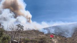 El humo generado por el incendio forestal en Casitagua afecta varios sectores del norte de Quito.