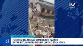 Los disparos en la provincia de Esmeraldas dejaron de forma preliminar un fallecido y causaron pánico en la Unidad Educativa 10 de Agosto.
