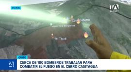 Los equipos de emergencia mantienen intensas labores de control para sofocar el fuego activo en las laderas del norte de Quito. Un reportaje de Karen Haro