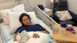 La ciclista Gabriela Loaiza, tras las intervenciones por el accidente en una competencia.