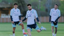 El astro argentino Lionel Messi en un entrenamiento con la Selección de Argentina.