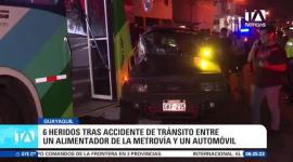 El accidente de tránsito registrado en el centro de la ciudad dejó a dos pasajeros del bus y cuatro ocupantes del vehículo liviano con lesiones. Un reportaje de Ricardo Cruzatty