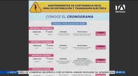 Trabajos preventivos programados para este sábado 17 de octubre ocasionarán suspensiones del servicio de energía de hasta tres horas en varios sectores.