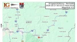 Un sismo de magnitud 4.2 se registró en Zamora este sábado 17 de octubre de 2026.