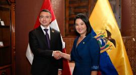 Daniel Noboa y Keiko Fujimori en el Encuentro Presidencial Ecuador-Perú.