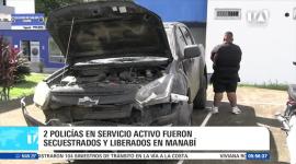 Los agentes realizaban diligencias en Manabí cuando fueron interceptados por delincuentes que exigían 20 mil dólares por su vida. La intervención policial dejó un detenido, además de la incautación de dos armas de fuego, celulares y vehículos. Un reportaje de Calina García.
