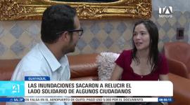 En medio de las severas anegaciones y complicaciones causadas por el invierno en Guayaquil, diversos ciudadanos desplegaron iniciativas solidarias para auxiliar a las personas varadas en las calles. Historias como las de Daniela y Sebastián reflejan la empatía de la comunidad, asistiendo a conductores atrapados en el agua y brindando apoyo a quienes quedaron vulnerables ante la acumulación del temporal. Un reporte de Ricardo Cruzatty.