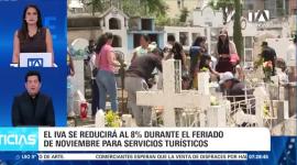Mediante Decreto Ejecutivo, el presidente Daniel Noboa oficializó la reducción temporal de la tarifa del Impuesto al Valor Agregado (IVA) del 15% al 8% para la prestación de servicios turísticos durante el feriado nacional. La medida rige desde este sábado hasta el martes 3 de noviembre y cobija a establecimientos de alojamiento, alimentos y bebidas, parques temáticos, balnearios, pasajes aéreos e itinerarios turísticos con el fin de dinamizar la economía local.