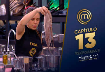 Karime cocinando pulpo en el reto de eliminación del 8 de diciembre del 2025.