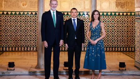 El presidente Daniel Noboa junto al rey Felipe VI y la reina Letizia. Domingo 29 de junio de 2025.