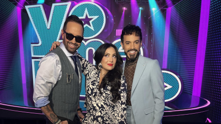 Los jueces Pamela Cortés, Lucas Arnau y Ricardo Velasteguí en lla gala 24 de Yo Me Llamo. Lunes 13 de octubre del 2025.