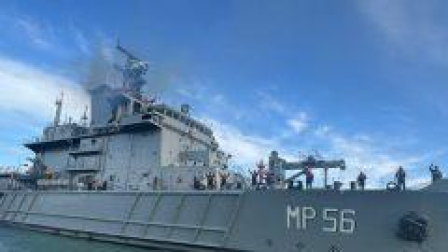 El Mega Buque de Guerra Jambelí partió desde Asia, según informó el Ministerio de Defensa.