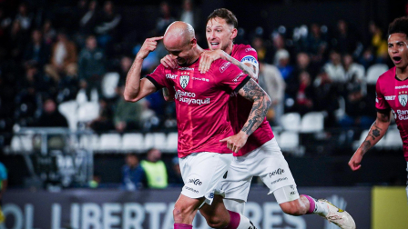 Un festejo de los jugadores de Independiente del Valle