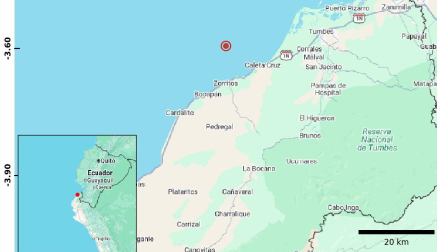 Un sismo se registró en el amr de Perú y sacudió a Ecuador.