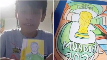 Niño que se viralizó en redes por dibujar los cromos del Mundial