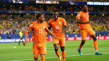 COsta de Marfil festeja el gol ante Ecuador en el debut del Mundial 2026.