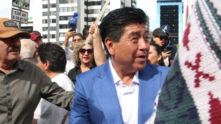 Jorge Yunda inscribió su candidatura a la Alcaldía de Quito con el movimiento Avanza.
