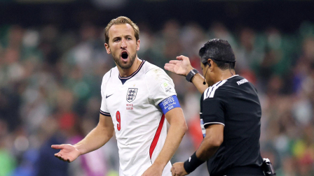 México - 5 de julio de 2026. Harry Kane, de Inglaterra, reacciona después de que el mexicano Raúl Jiménez marcara el segundo gol.