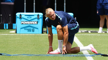 Estadio del Inter Miami CF, Fort Lauderdale, Florida, EE. UU. - 10 de julio de 2026. Erling Haaland, de Noruega, durante el entrenamiento.