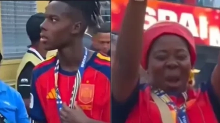 Nico Williams compartió su medalla de campeón del mundo con su madre