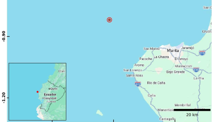 Dos sismos cerca de Manta entre el miércoles y jueves 23 de julio de 2026.