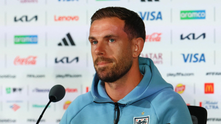 Estadio Azteca, Ciudad de México, México - 4 de julio de 2026. Jordan Henderson, de Inglaterra, durante la conferencia de prensa.