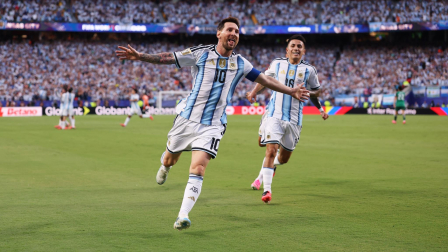 Lionel Messi festejando un gol en el Mundial 2026