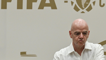 Gianni Infantino, presidente de la FIFA, durante su visita al nuevo Hotel Concentración de la Federación Colombiana de Fútbol en Barranquilla.